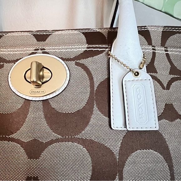 Coach Signature Khaki Ivory Large Madeline Tote Handbag11558 - Picture 3 of 12